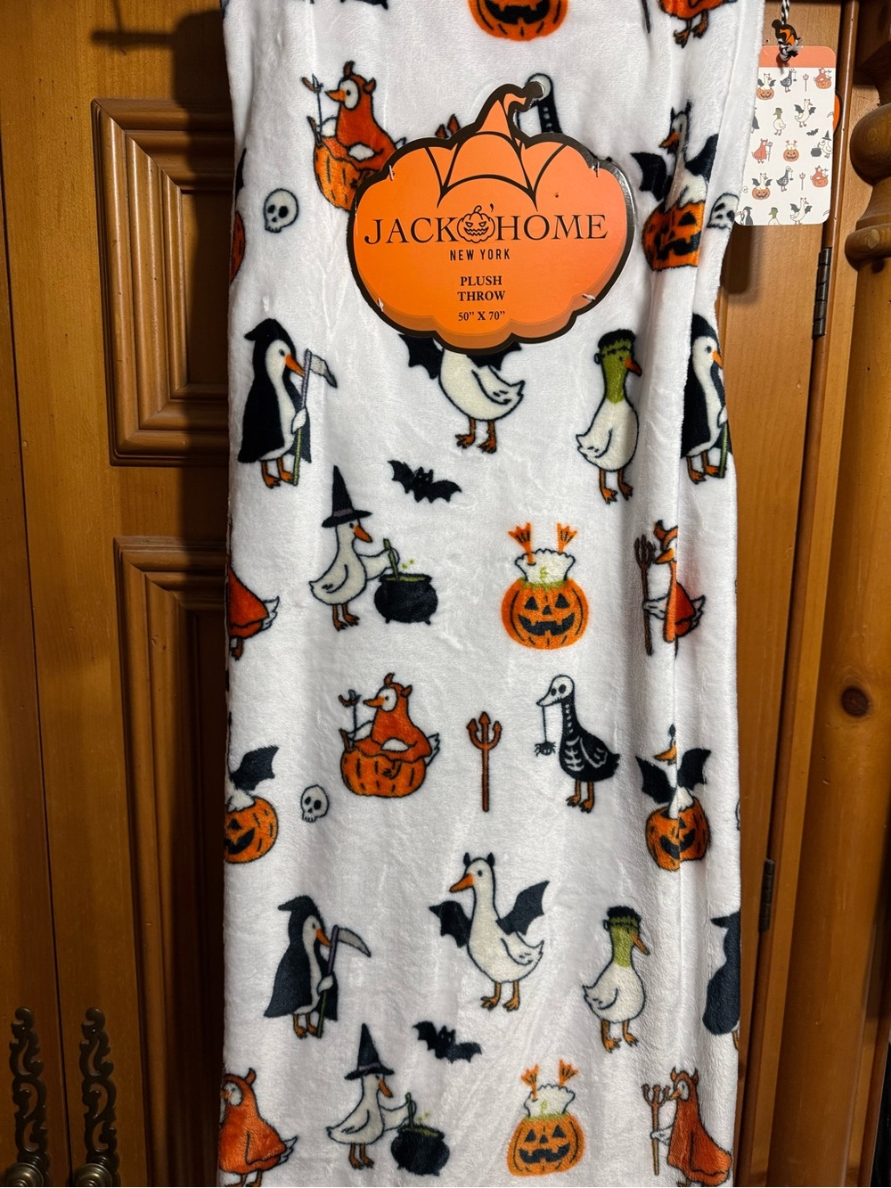 Jack Home Halloween Goose Plush Throw Blanket 50x70 Spooky Fall Ghost Pumpkin